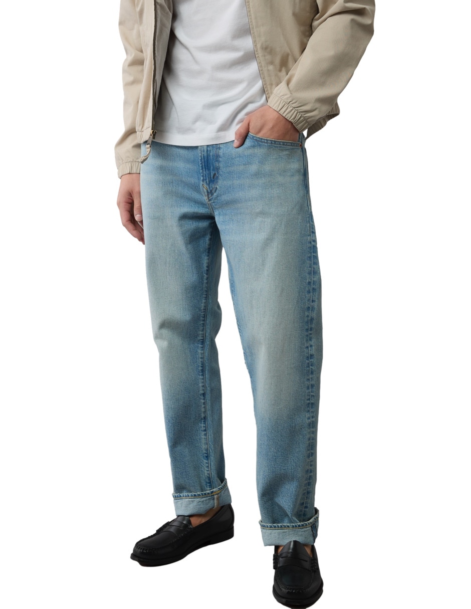 Jeans straight deslavado para hombre 2