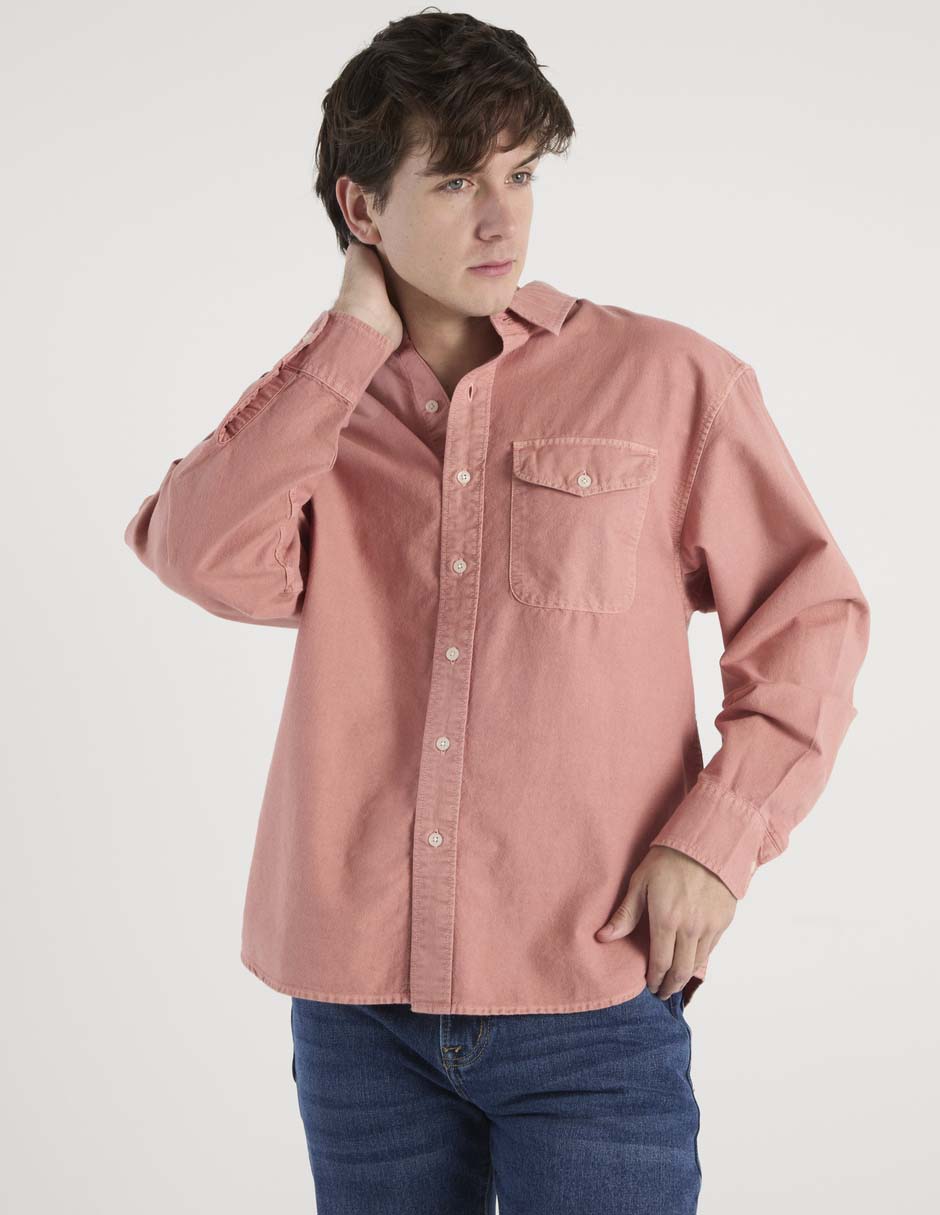 Camisa casual de algodón manga larga para hombre