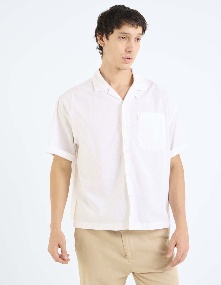 Camisa Casual de algodón manga corta para hombre