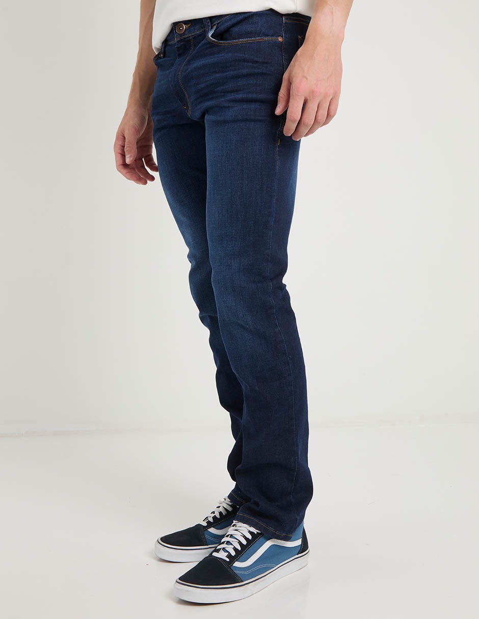 Jeans skinny lavado obsucuro para hombre 5