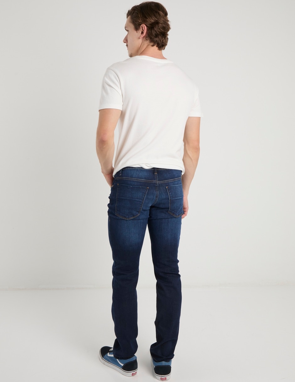 Jeans skinny lavado obsucuro para hombre 6