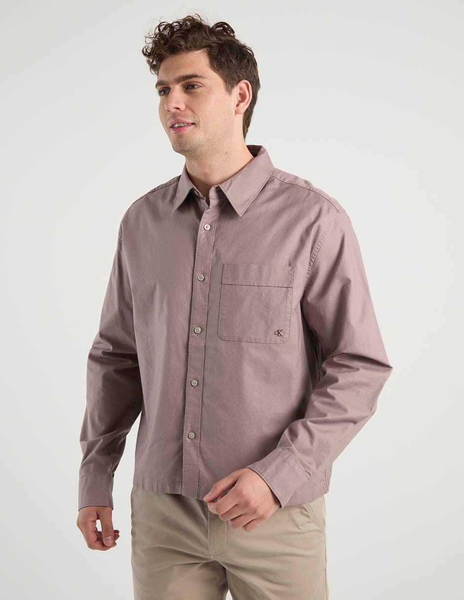 Camisa casual de algodón manga larga para hombre