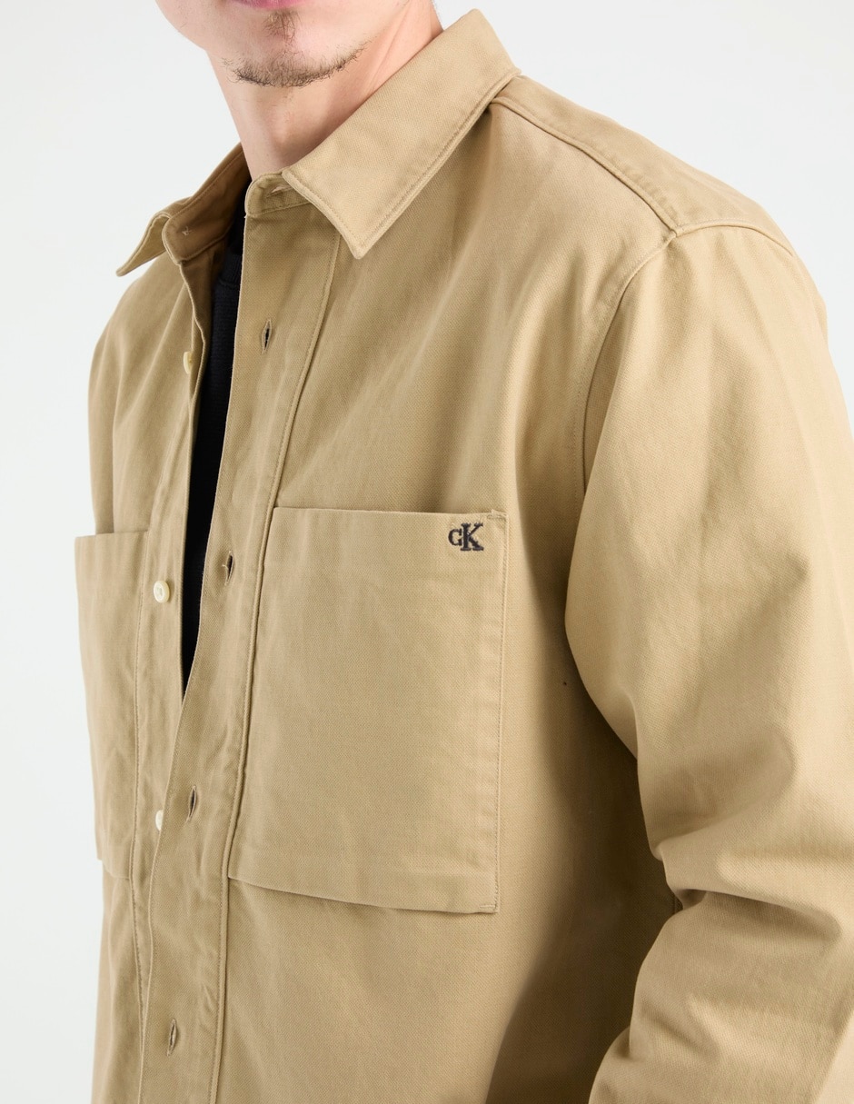 Sobrecamisa casual de algodón manga larga para hombre 4