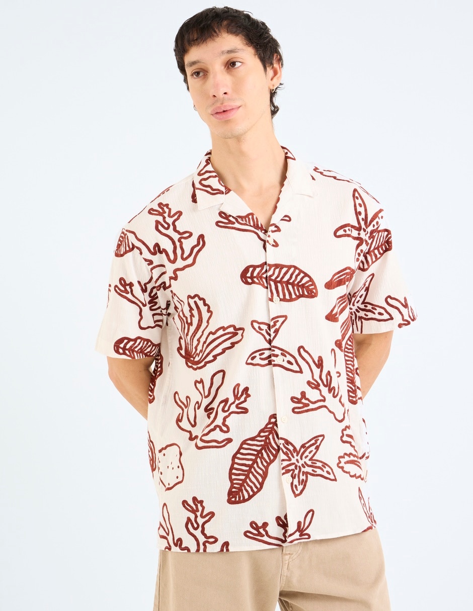 Camisa casual de algodón manga corta para hombre