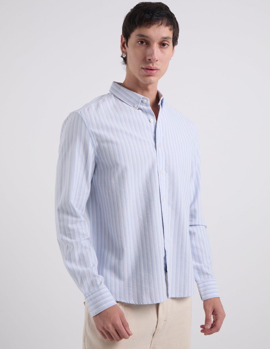 Camisa casual de algodón manga larga para hombre