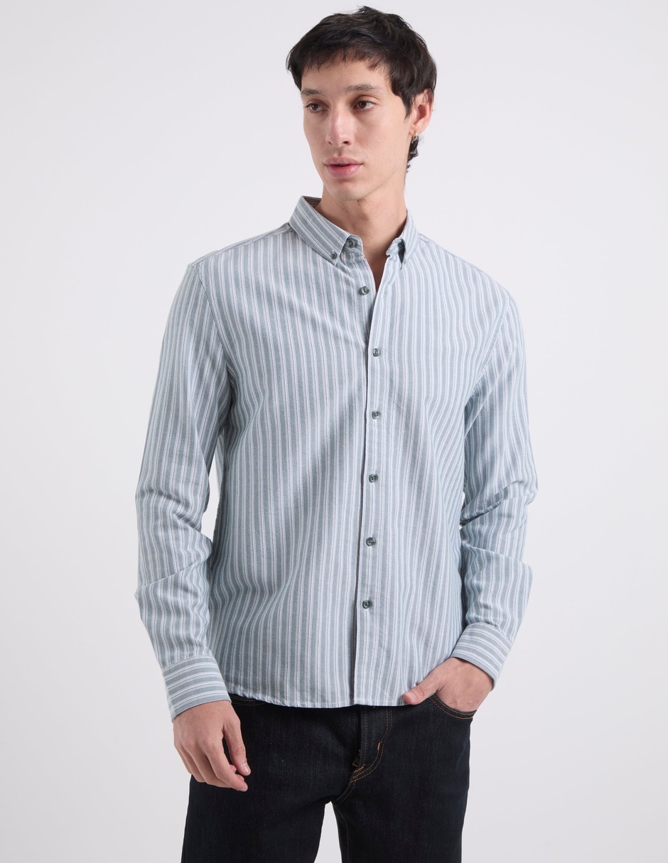 Camisa casual de algodón manga larga para hombre