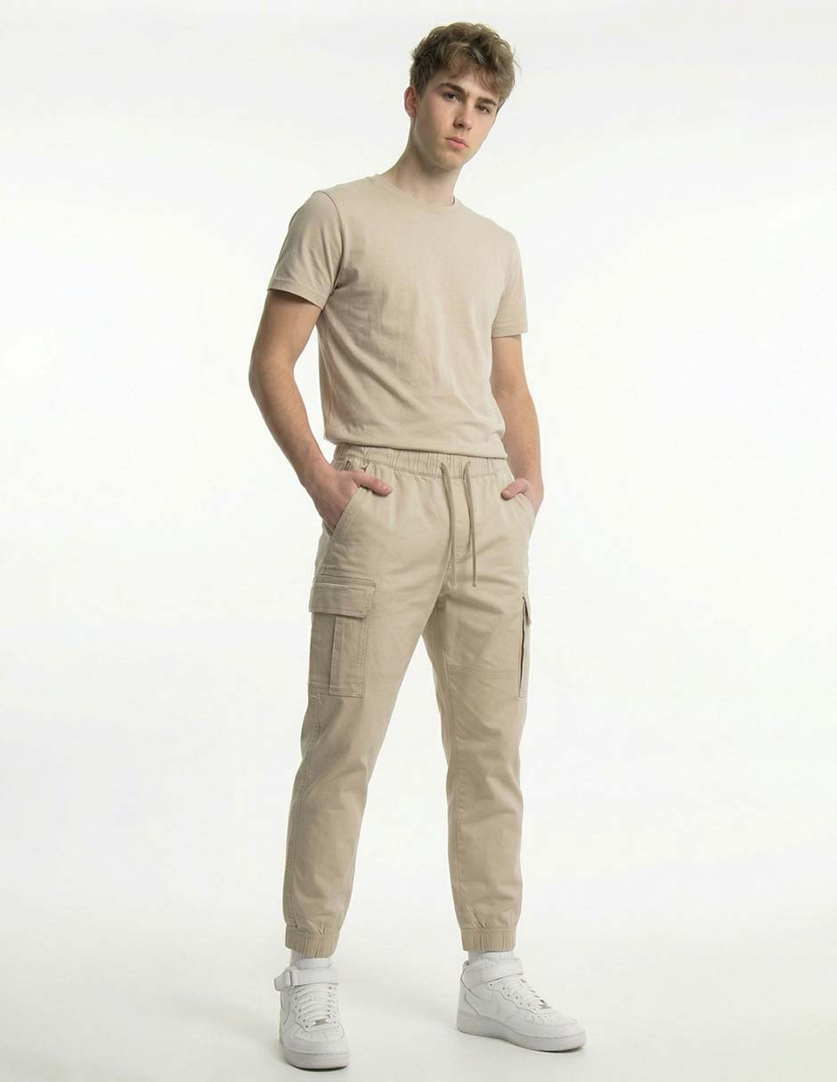 Pantalón casual jogger regular de algodón para hombre 3