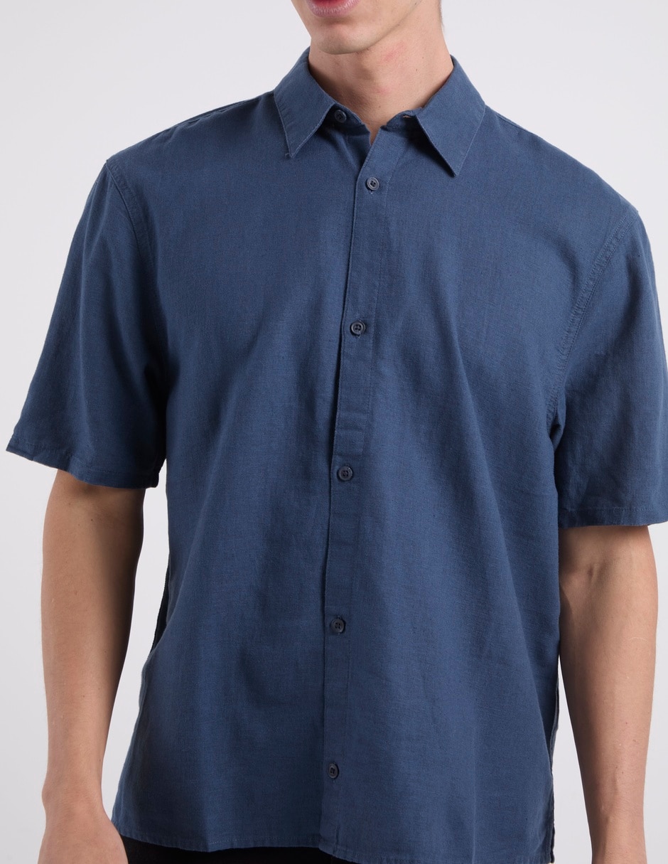Camisa casual de lino manga corta para hombre 5