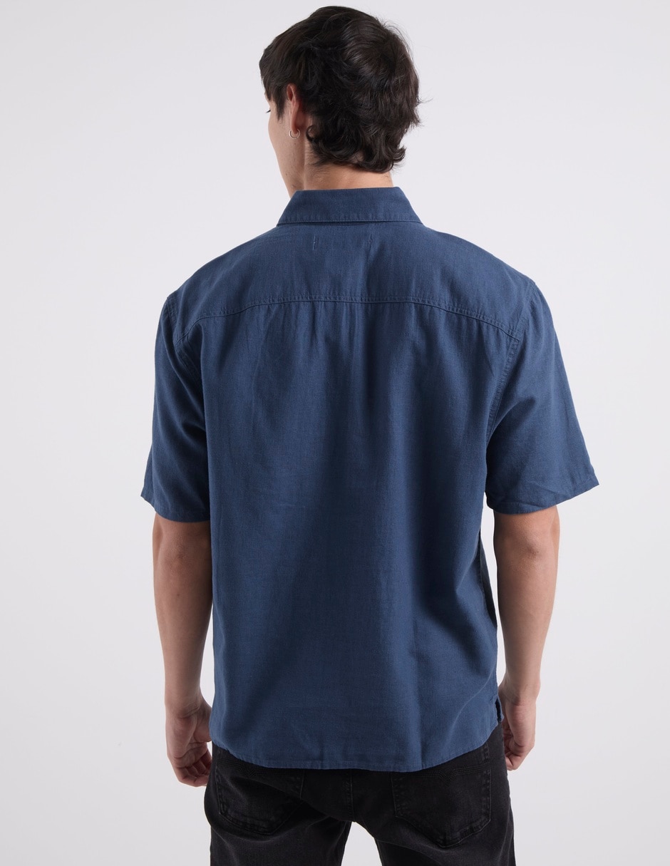 Camisa casual de lino manga corta para hombre 6