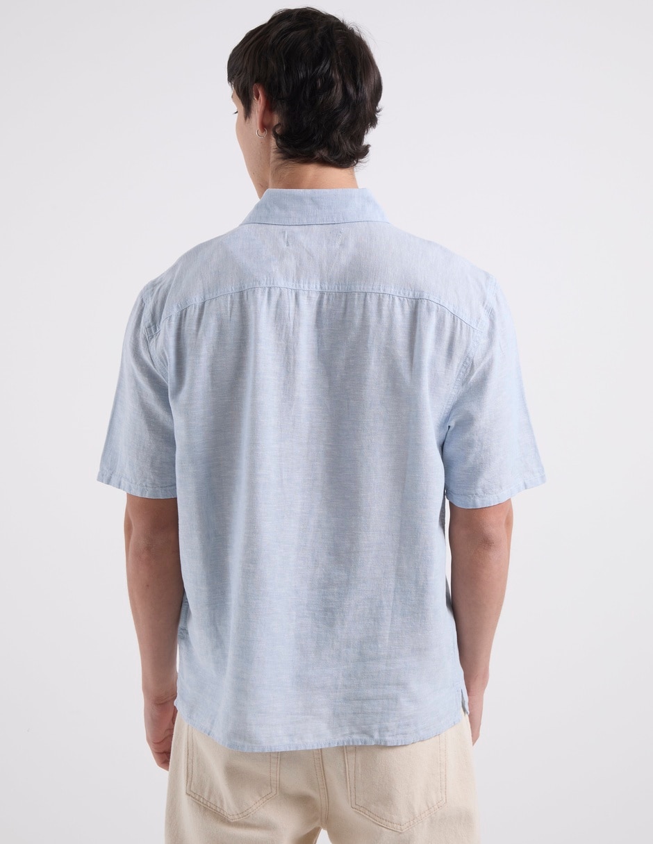 Camisa casual de lino manga corta para hombre 6