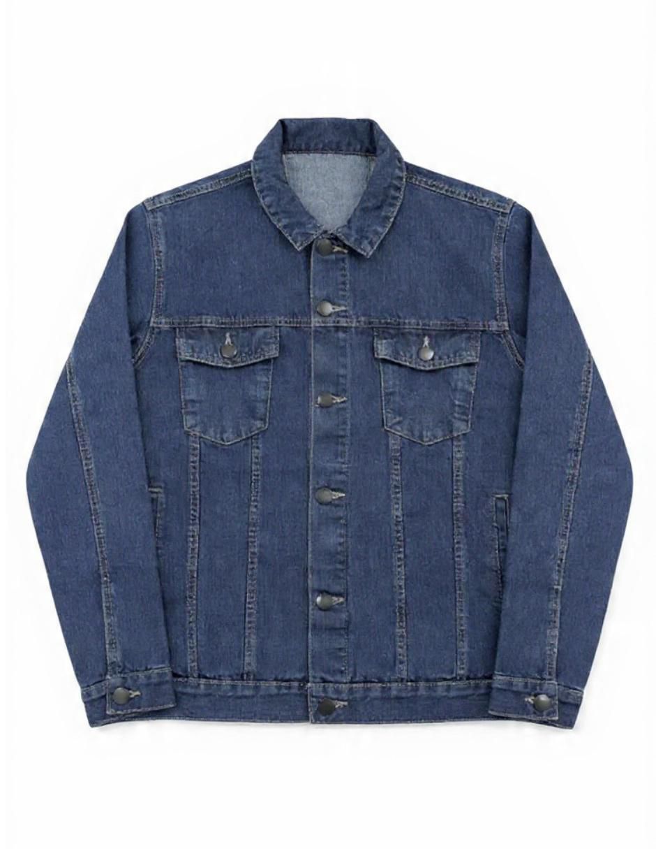 Chamarra casual de mezclilla con bolsillos para hombre 4