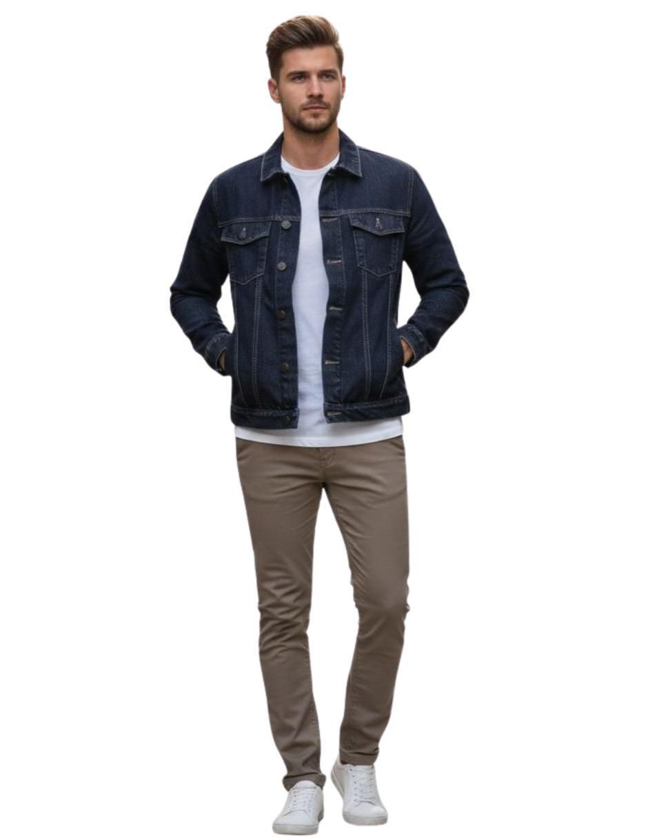 Chamarra casual de mezclilla con bolsillos para hombre Chamarra casual de mezclilla con bolsillos para hombre